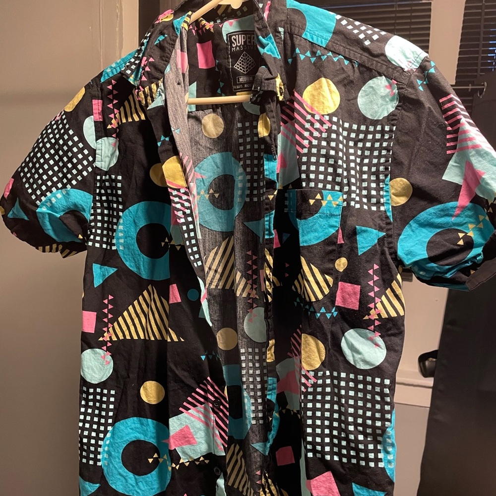 80s print button down shirt
